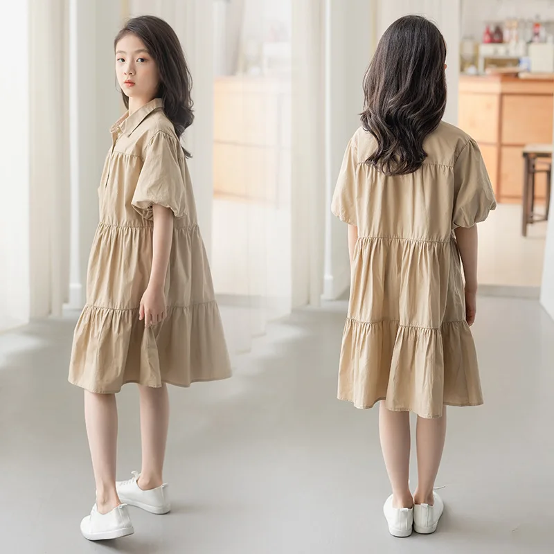 2022 Autumn New Girls Dress Puff Sleeve Khaki School Teenage Children Princess Dresses Casual Preppy Style Shirt Dress for Kids
2022 Autumn New Girls Dress Puff Sleeve Khaki School Teenage Children Princess Dresses Casual Preppy Style Shirt Dress for Kids