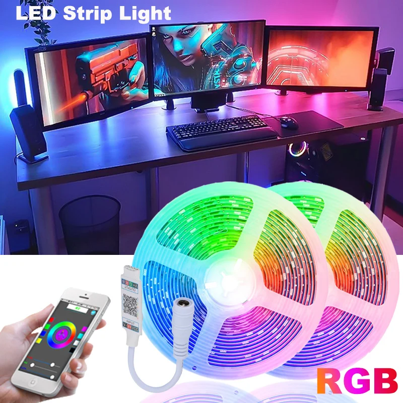 Светодиодная лента 5050 RGB для подсветки ПК для телевизора, Светодиодная лента с Bluetooth управлением для комнаты, светодиодные огни, неоновая гирлянда, цветная светодиодная лента, освещение
Светодиодная лента 5050 RGB для подсветки ПК для телевизора, Светодиодная лента с Bluetooth управлением для комнаты, светодиодные огни, неоновая гирлянда, цветная светодиодная лента, освещение