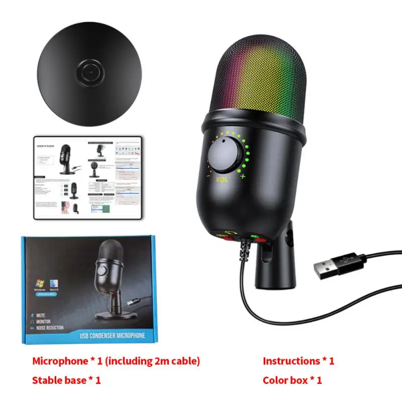 Give Out Light Rgb Microphone Recordable Condenser Microphone Denoise Noise Reduction Usb Microphone
Give Out Light Rgb Microphone Recordable Condenser Microphone Denoise Noise Reduction Usb Microphone