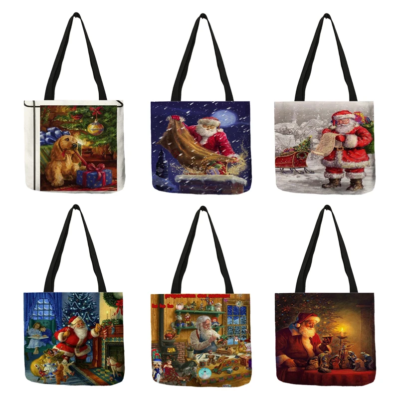 DICHOS Unique Printing Women Handbags Merry Christmas Santa Claus Gifts Tote Bags Eco Linen Reusable Shopping Travel Bags
DICHOS Unique Printing Women Handbags Merry Christmas Santa Claus Gifts Tote Bags Eco Linen Reusable Shopping Travel Bags