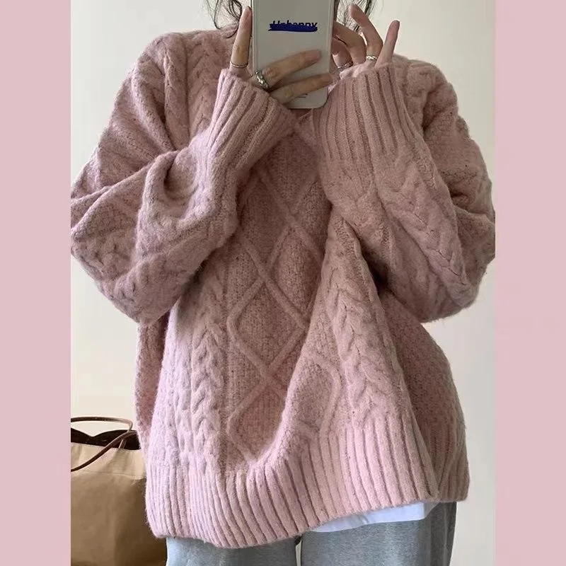 Autumn Winter Loose Retro Outerwear Sweater Female Street Style Basic Thickened Twist Knitted Harajuku Leisure Fashion Pullover
Autumn Winter Loose Retro Outerwear Sweater Female Street Style Basic Thickened Twist Knitted Harajuku Leisure Fashion Pullover