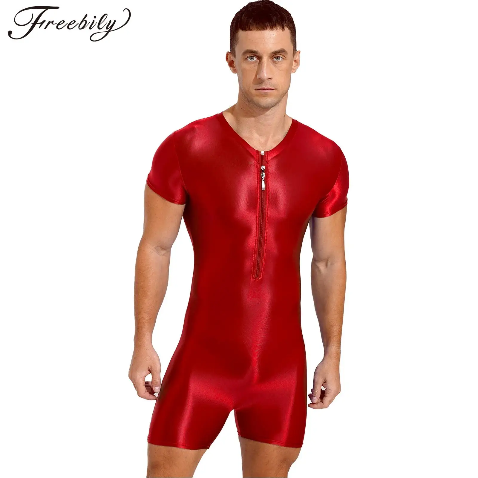 Mens Short Sleeve Glossy Swimsuit Jumpsuit Stretchy Workout Wrestling Singlet Leotard Gymnastics Bodysuit Unitard Biketard
Mens Short Sleeve Glossy Swimsuit Jumpsuit Stretchy Workout Wrestling Singlet Leotard Gymnastics Bodysuit Unitard Biketard