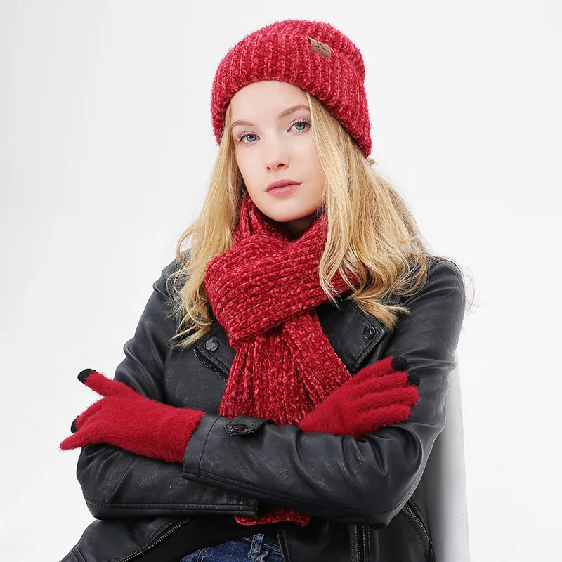 winter hat scarf glove sets for women 2022 3pcs warm set chenille knitted woman hats scarves gloves
winter hat scarf glove sets for women 2022 3pcs warm set chenille knitted woman hats scarves gloves
