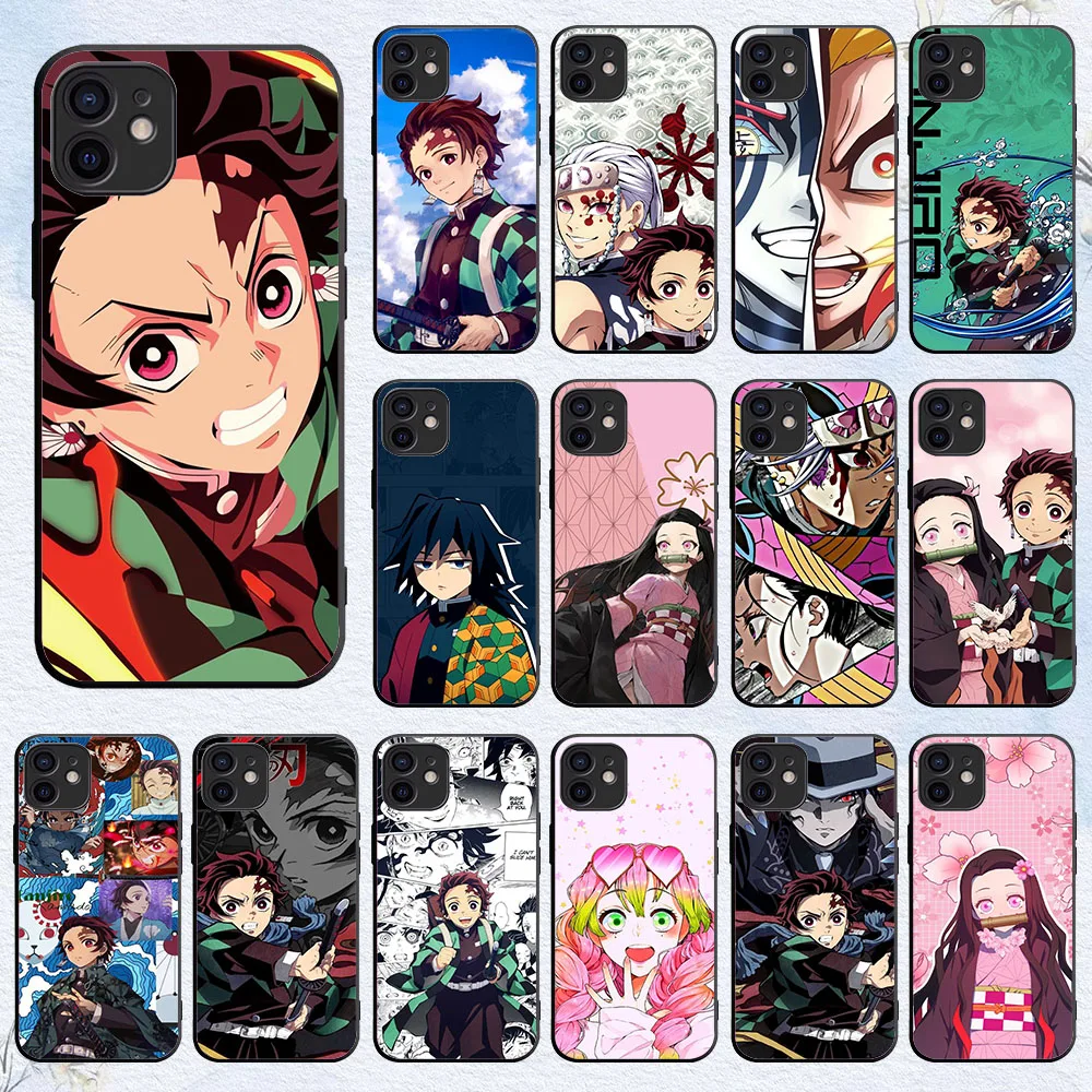 Гибкий чехол из ТПУ для iPhone X XS 7 8 11 14 15 Plus Pro Max WX-68 Tanjiro Kamado