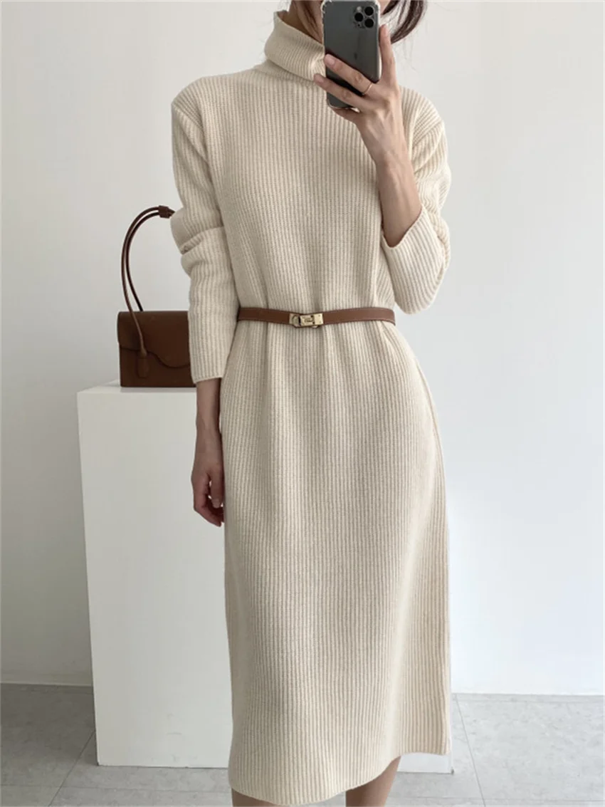 Alien Kitty Long Turtleneck Basic Sweater Dress Women New Autumn Winter Solid Elegant Soft Pullover Bottoming Dresses with Belt
Alien Kitty Long Turtleneck Basic Sweater Dress Women New Autumn Winter Solid Elegant Soft Pullover Bottoming Dresses with Belt