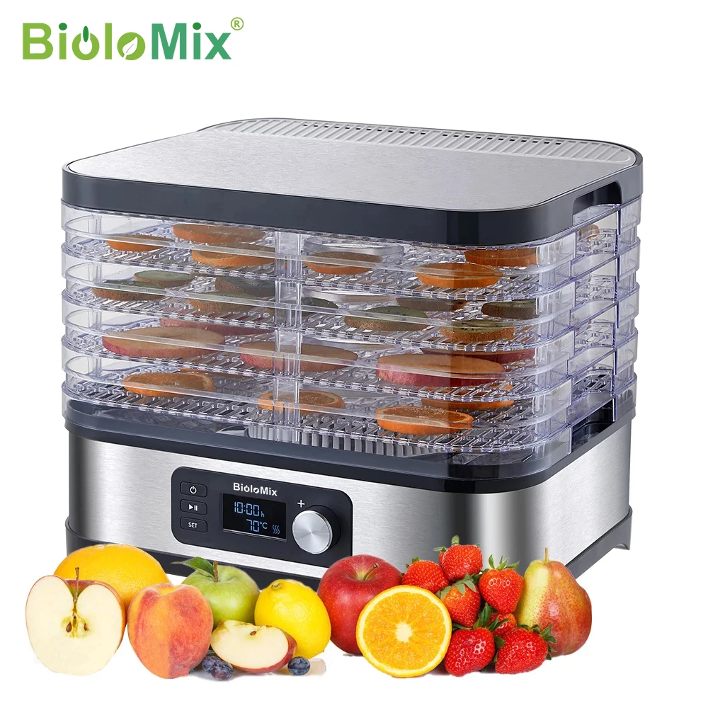 BioloMix-deshidratador de alimentos sin BPA, 5 bandejas, con temporizador Digital y Control de temperatura, para frutas,verduras
BioloMix-deshidratador de alimentos sin BPA, 5 bandejas, con temporizador Digital y Control de temperatura, para frutas,verduras