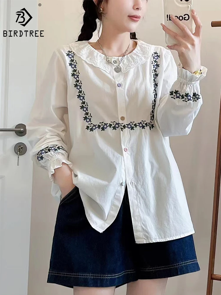 2023 Autumn New Cotton Shirt Sweet Lace Embroidered Doll Collar Long Sleeves Elasticated Versatile Loose Blouse Woman T39435QD
2023 Autumn New Cotton Shirt Sweet Lace Embroidered Doll Collar Long Sleeves Elasticated Versatile Loose Blouse Woman T39435QD