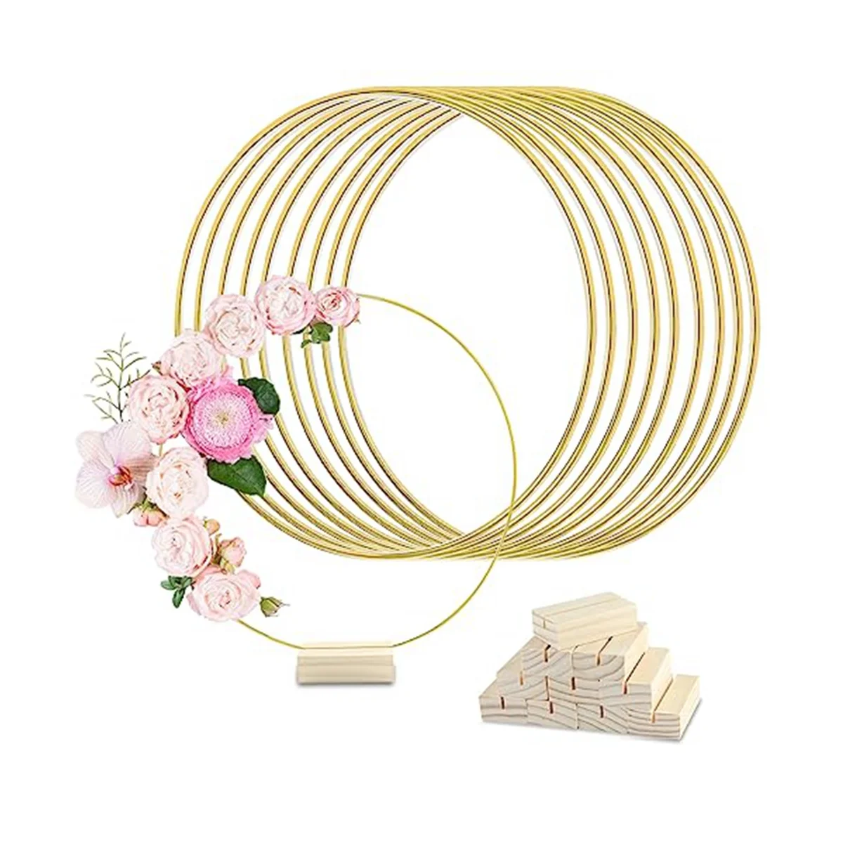 10Pcs 12In Metal Floral Hoop Centerpiece with Stand for Table,Macrame Gold Wreath Ring Centerpiece Table Decorations
10Pcs 12In Metal Floral Hoop Centerpiece with Stand for Table,Macrame Gold Wreath Ring Centerpiece Table Decorations
