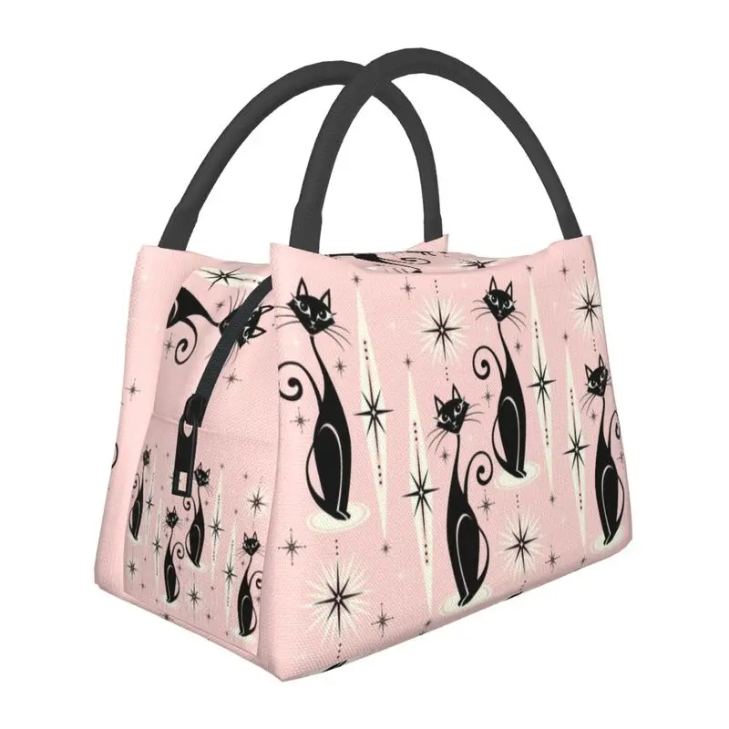 Mid Century Cartoon Meow Retro Atomic Black Cat Insulated Lunch Bags for Women Portable Thermal Cooler Bento Box Work Travel
Mid Century Cartoon Meow Retro Atomic Black Cat Insulated Lunch Bags for Women Portable Thermal Cooler Bento Box Work Travel