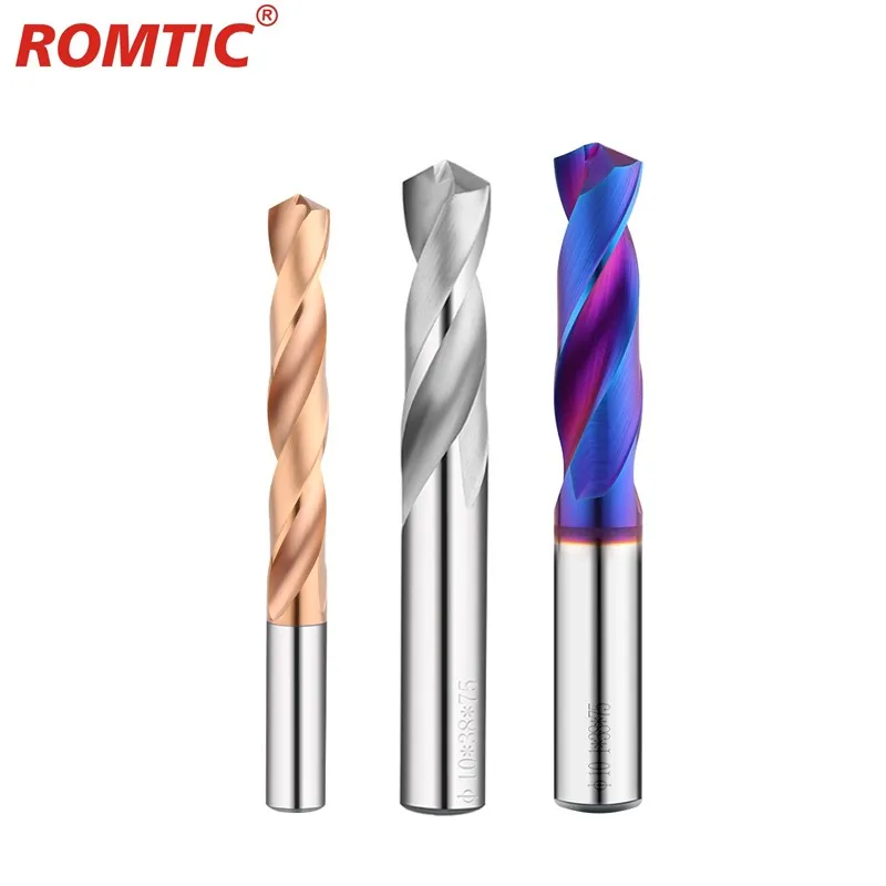 

ROMTIC 50°55°65° 5.1mm~10.0mm Carbide Alloy Tungsten Steel Drill Super Hard Nano Coating High Hardness CNC Lathe Milling Cutter