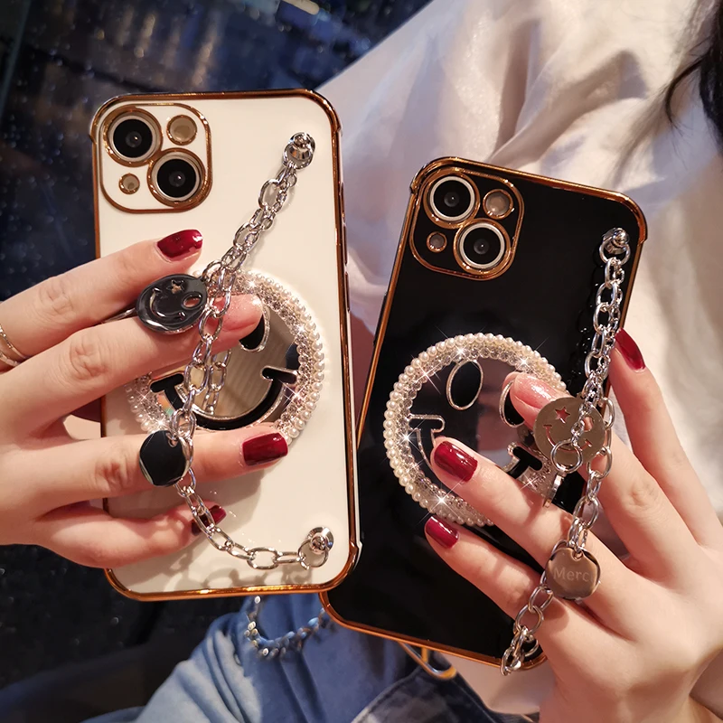 Smiley Mirror Ladies Phone Case for IPhone 13 12 11 Wrist Chain Case for IPhone 11 1213 Pro Max Premium Luxurious Pendant Case
Smiley Mirror Ladies Phone Case for IPhone 13 12 11 Wrist Chain Case for IPhone 11 1213 Pro Max Premium Luxurious Pendant Case