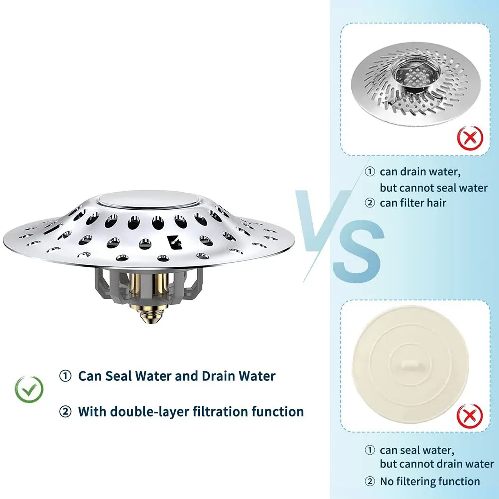 Strainers Bath Plug Accessories Bathroom Anti-Slip Silver Stainless Steel 1.6\"-2.0\" 2 In 1 High-Quality Materials
Strainers Bath Plug Accessories Bathroom Anti-Slip Silver Stainless Steel 1.6\"-2.0\" 2 In 1 High-Quality Materials