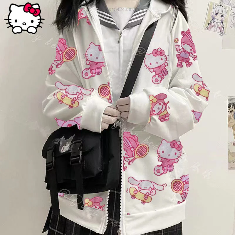 Женская толстовка с капюшоном Sanrio, свободная рубашка с рисунком кошки Hello Kitty, Y2k, весна-осень 2022
Женская толстовка с капюшоном Sanrio, свободная рубашка с рисунком кошки Hello Kitty, Y2k, весна-осень 2022