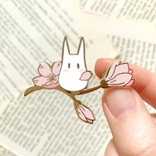 Kawaii Sakura Tree Branches Totoros Hard Enamel Pin Cartoon Flowers Totoros Animals Brooch Anime Fans Collection Badge Jewelry