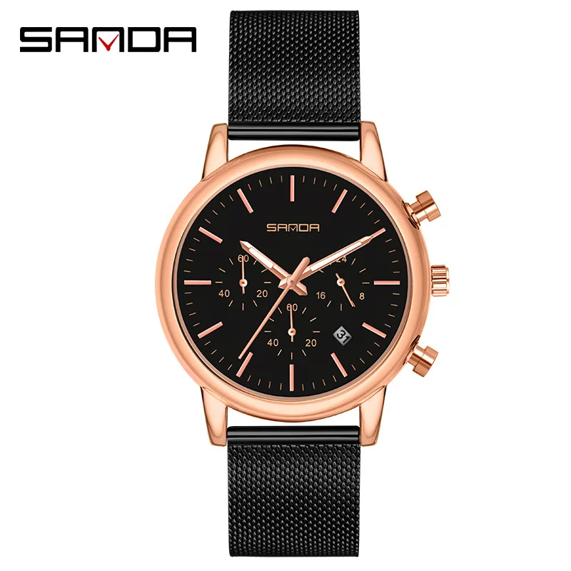 New Business Fashion Three Eyes Imitation Six Needle Calendar Casual Waterproof Scale Bar Nail Mesh Band Men's Watch
New Business Fashion Three Eyes Imitation Six Needle Calendar Casual Waterproof Scale Bar Nail Mesh Band Men's Watch