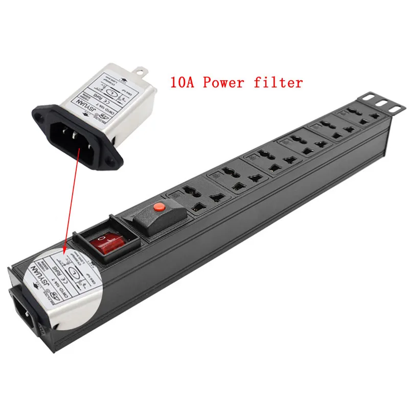 PDU 6 Unit overload protection Power strip Network Cabinet Rack Universal Outlet Dual Break Switch wave filter IEC-C14 port
PDU 6 Unit overload protection Power strip Network Cabinet Rack Universal Outlet Dual Break Switch wave filter IEC-C14 port