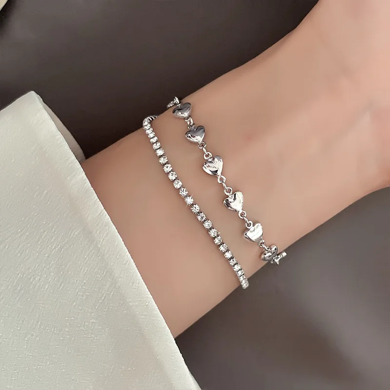 VENTFILLE 925 Stamp Silver Color Double Layer Love Heart Bracelet for Women Girl Gift Square Zircon Jewelry Dropshipping
VENTFILLE 925 Stamp Silver Color Double Layer Love Heart Bracelet for Women Girl Gift Square Zircon Jewelry Dropshipping