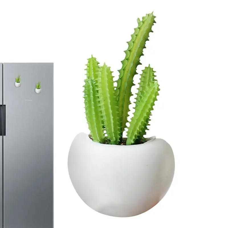 

Artificial Flower Fridge Magnet Succulent Plant Refrigerator Sticker Plastic Button Cactus Bonsai Plant Vase Potted DIY Decors