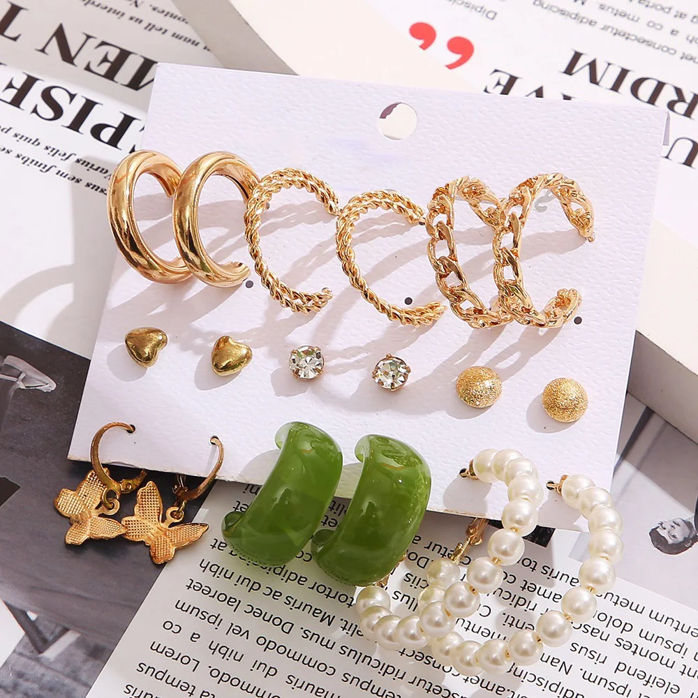 9 Pairs Earrings Open Hoop For Women Girls Pearl Butterfly Ear Stud Golden Circle Dangler Wedding Accessories Jewelry Earring
9 Pairs Earrings Open Hoop For Women Girls Pearl Butterfly Ear Stud Golden Circle Dangler Wedding Accessories Jewelry Earring