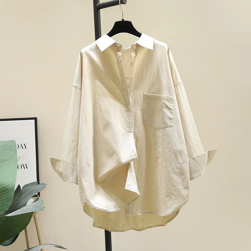 SuperAen Apricot Single Pocket Cotton Shirt Women's 2022 Autumn New Korean Style Simple Shirt Top
SuperAen Apricot Single Pocket Cotton Shirt Women's 2022 Autumn New Korean Style Simple Shirt Top