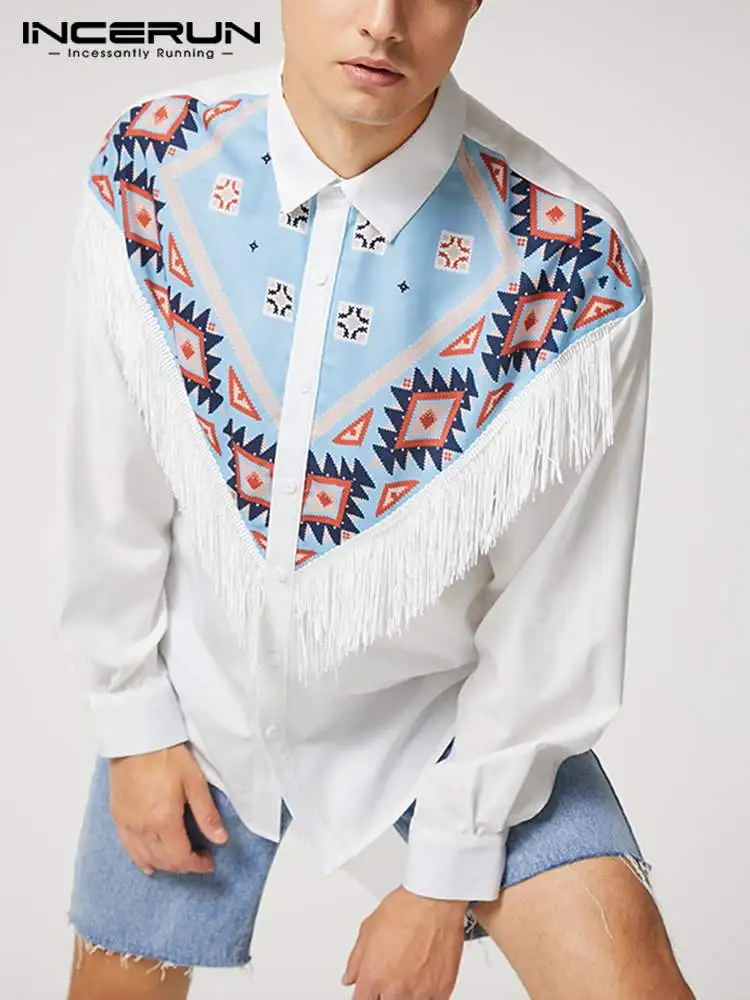 INCERUN Men Casual Shirt Print Patchwork Tassel Personality Lapel Long Sleeve Streetwear Camisas 2022 Button Men Clothing S-5XL
INCERUN Men Casual Shirt Print Patchwork Tassel Personality Lapel Long Sleeve Streetwear Camisas 2022 Button Men Clothing S-5XL
