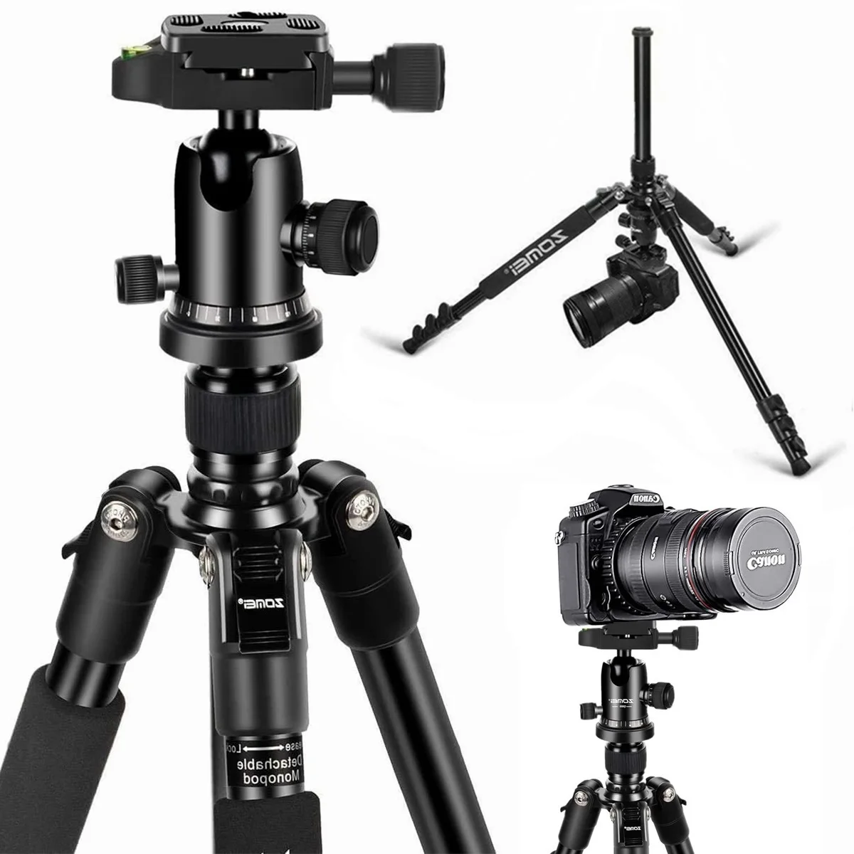 

Professional Adjustable-height Camera Tripod with 360 Panorama Ball Head & Macro Photography 157.8cm 62.5in Max Load 8kg/ 17.6lb