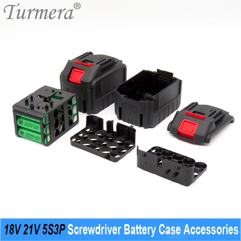 Turmera 18V 21V Screwdriver Battery Case 5S3P 15X 18650 Battery Holder for 18V20V 3Ah 6Ah 9Ah Electric Drill Shura Batteries Use
Turmera 18V 21V Screwdriver Battery Case 5S3P 15X 18650 Battery Holder for 18V20V 3Ah 6Ah 9Ah Electric Drill Shura Batteries Use