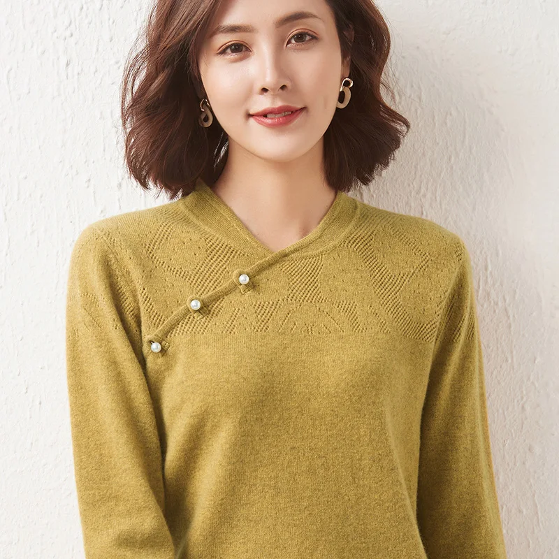 Hot Sale Knitted Cashmere Sweater Women 100% Wool V-Neck Long Sleeve Standard Knitwear Autumn Winter Fashion Female Jumper
Hot Sale Knitted Cashmere Sweater Women 100% Wool V-Neck Long Sleeve Standard Knitwear Autumn Winter Fashion Female Jumper