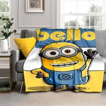 Minions-s Yellow Fleece Blanket Super Soft and Warm Four Seasons Cartoon Decoration Bed, Chair, Car Sofa Decoration Blanket