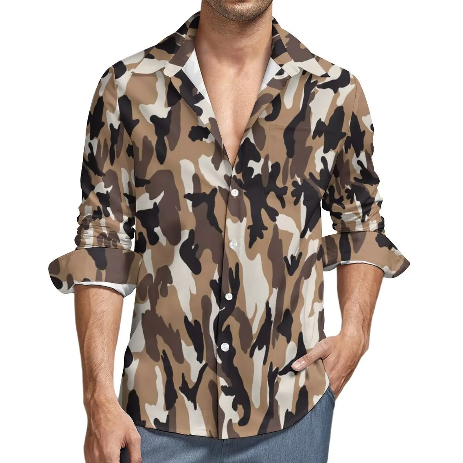 Рубашка мужская камуфляжная с длинным рукавом, Повседневная блуза в стиле милитари, черный и коричневый цвета, винтажная дизайнерская блузка, большие размеры, Y2K, осень
Рубашка мужская камуфляжная с длинным рукавом, Повседневная блуза в стиле милитари, черный и коричневый цвета, винтажная дизайнерская блузка, большие размеры, Y2K, осень