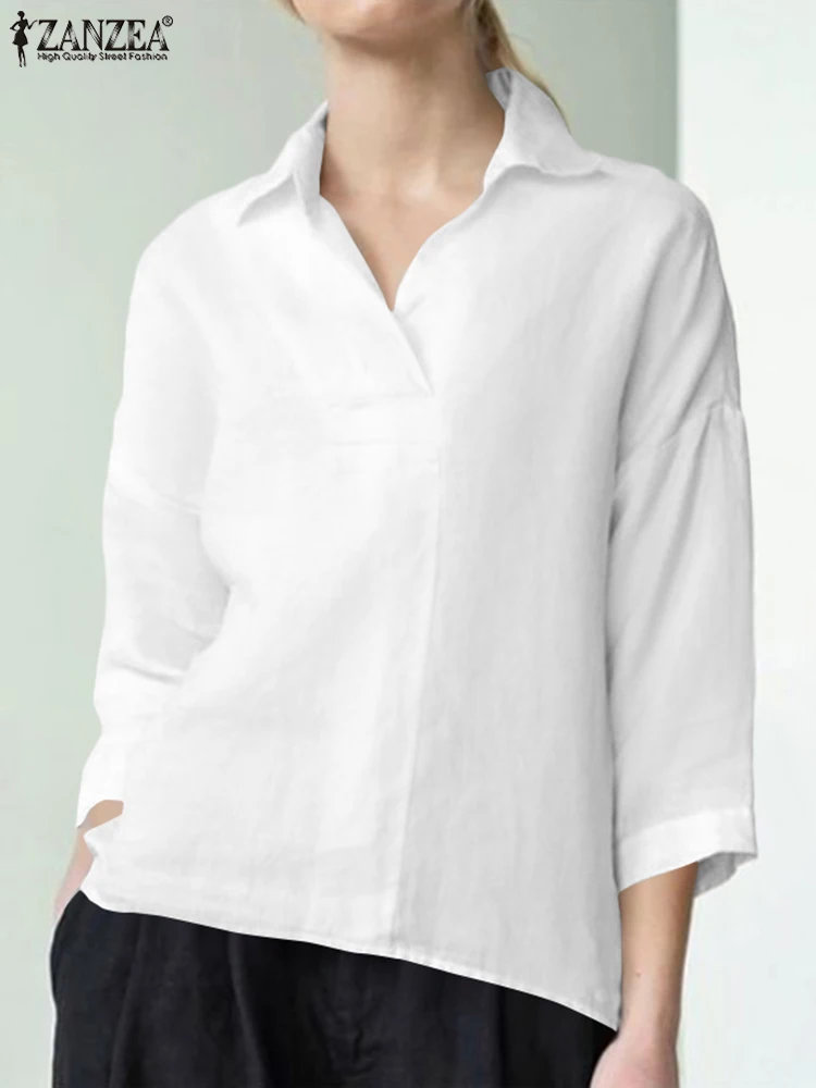 ZANZEA Casual Tunic Tops Oversized Women Elegant 3/4 Sleeve Blouse Summer Solid Lapel Neck OL Work Shirt Loose Blusas Chemise
ZANZEA Casual Tunic Tops Oversized Women Elegant 3/4 Sleeve Blouse Summer Solid Lapel Neck OL Work Shirt Loose Blusas Chemise