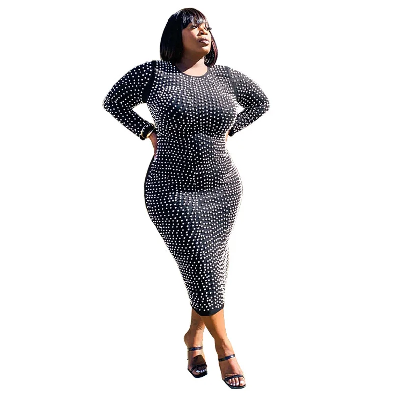 Plus Size Dresses for Women 2021 Party Eleagent Office Lady Beading Slip Hem Maxi Dress Night Club Outfit Wholesale Dropshipping
Plus Size Dresses for Women 2021 Party Eleagent Office Lady Beading Slip Hem Maxi Dress Night Club Outfit Wholesale Dropshipping