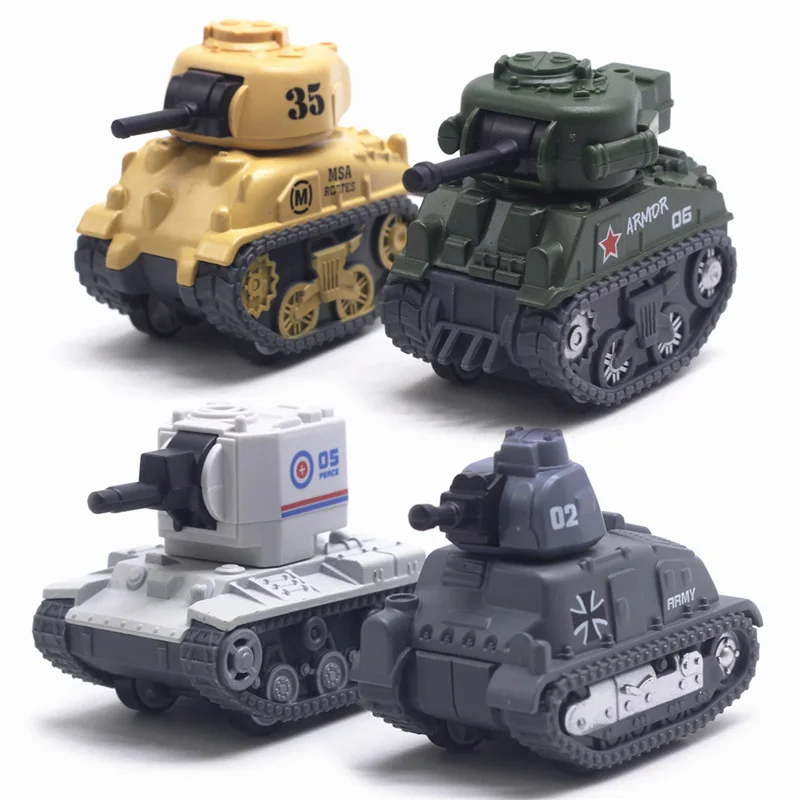 

4pcs/set Tank Model Pint-sized Pull Back 1: 64 Kids Educational Toy for Living Room Play Boys Gifts Mini Tanks Party Gifts ZLL