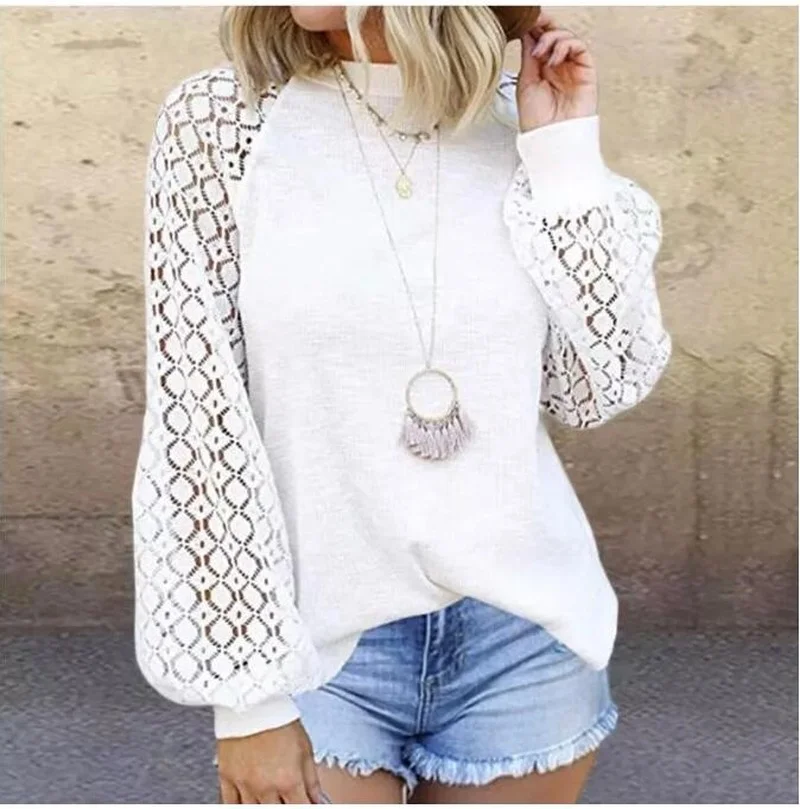 Female 5 Colors S-XXL Casual Elegant Pullovers Autumn Winter Women Vintage Hollow Out O Neck Solid Lace Long Sleeve Tops T-Shirt
Female 5 Colors S-XXL Casual Elegant Pullovers Autumn Winter Women Vintage Hollow Out O Neck Solid Lace Long Sleeve Tops T-Shirt
