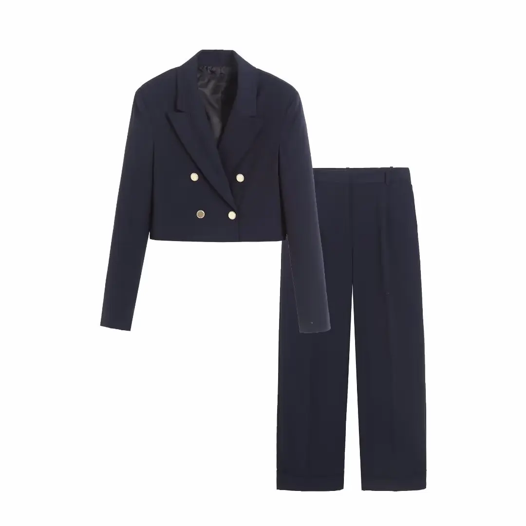 Women 2023 spring New Fashion Double Breasted Cropped Blazer Coat Vintage Long Sleeve Female Outerwear Chic Femme 
Women 2023 spring New Fashion Double Breasted Cropped Blazer Coat Vintage Long Sleeve Female Outerwear Chic Femme