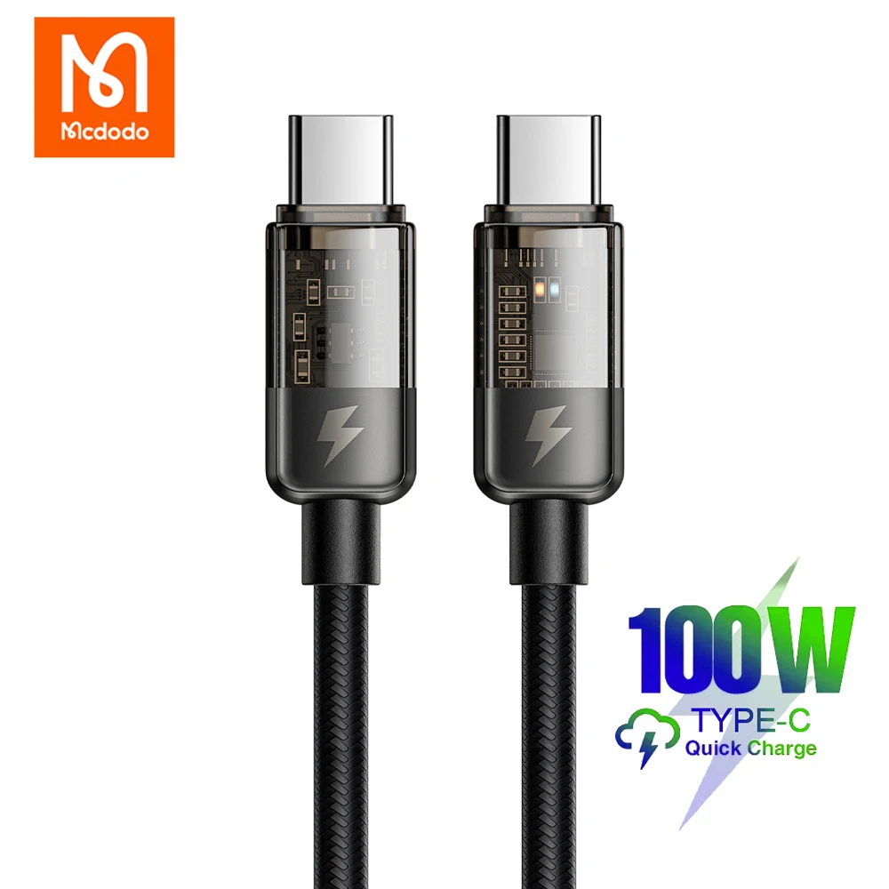 

Кабель Mcdodo 100 Вт с разъемом USB Type-C для Xiaomi POCO F4 Samsung Huawei Macbook, шнур для синхронизации данных и быстрой зарядки PD, телефонный провод