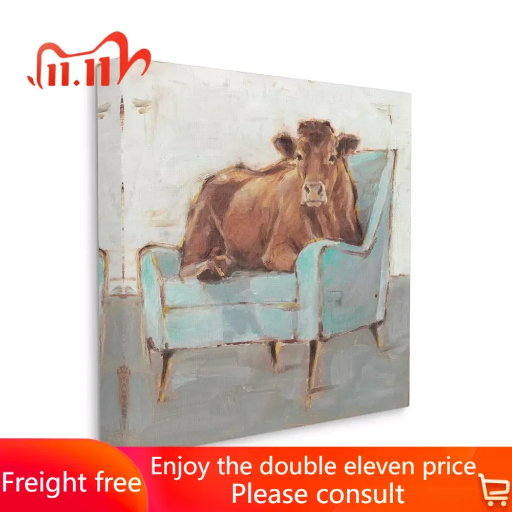 Canvas Painting Wall Art Home Decor The Brown Bull On A Blue Couch Neutral Color Painting
Canvas Painting Wall Art Home Decor The Brown Bull On A Blue Couch Neutral Color Painting