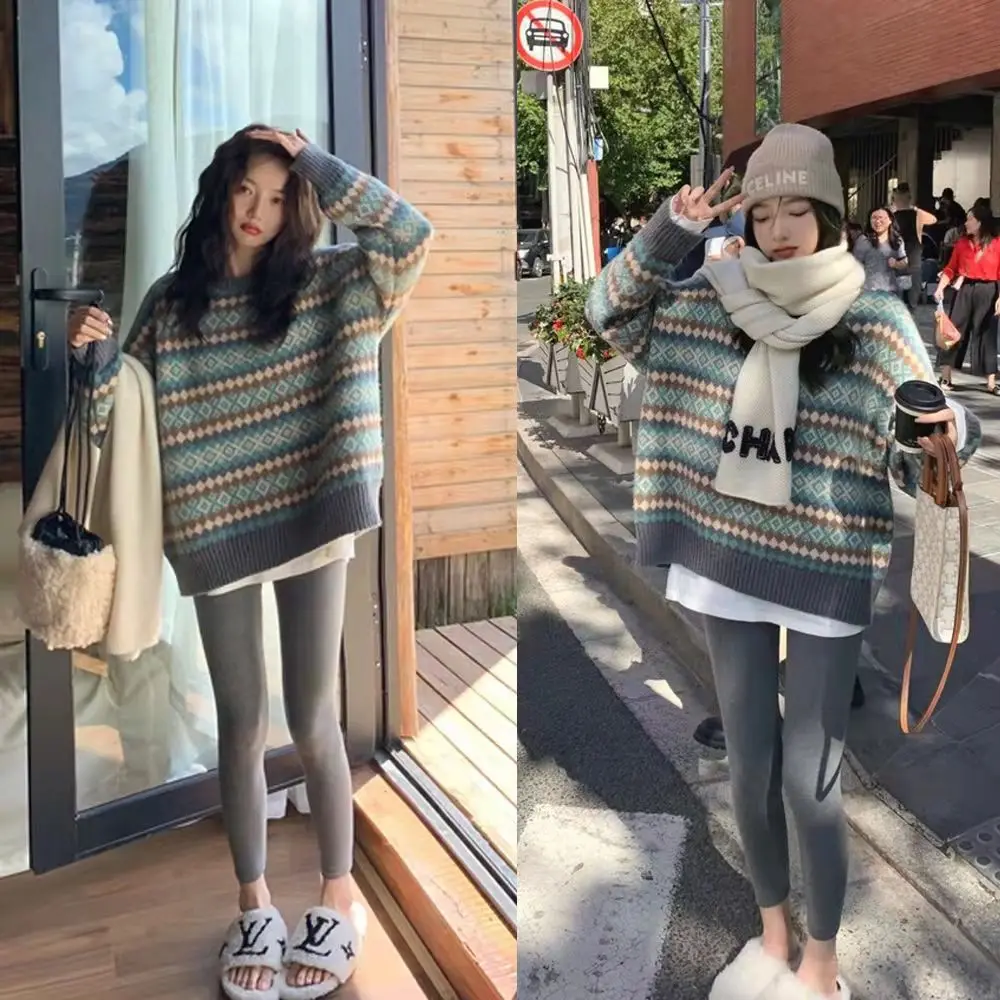 Kawaii Vintage Oversized Sweater Women Spring Autumn Fashion Casual Girls Cute Loose Outerwear Argyle Pullover Cheap Wholesale
Kawaii Vintage Oversized Sweater Women Spring Autumn Fashion Casual Girls Cute Loose Outerwear Argyle Pullover Cheap Wholesale