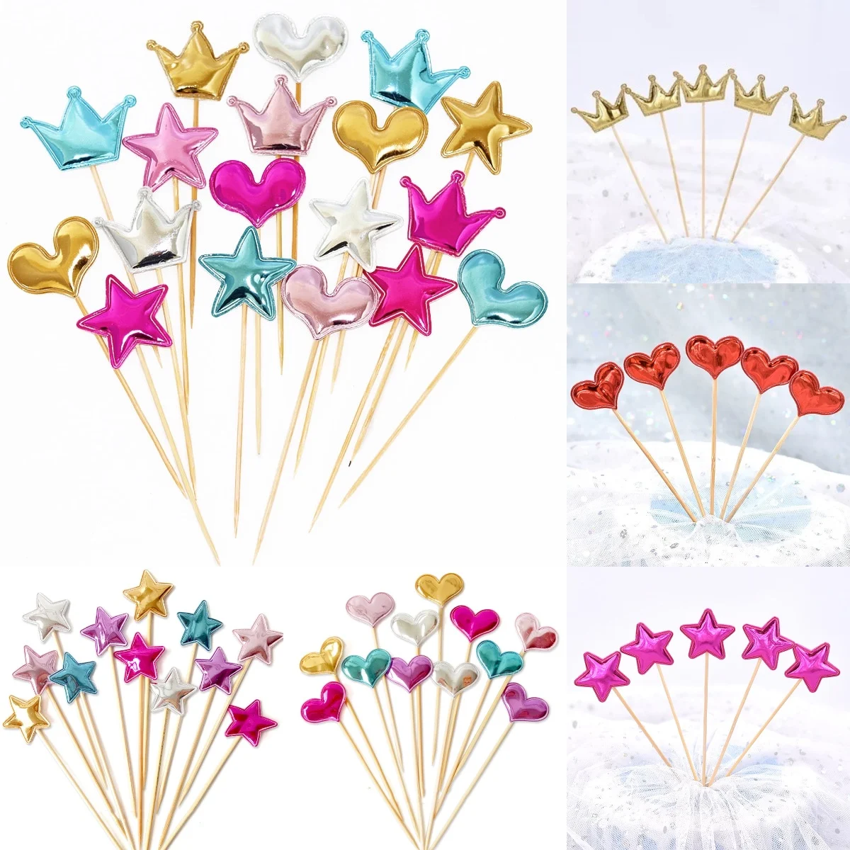 50Pcs Cake Topper Faux PU Star Crown Heart Mouse Shape Faux PU Birthday Party Baby Cake Topper Cupcakes Baking Tools
50Pcs Cake Topper Faux PU Star Crown Heart Mouse Shape Faux PU Birthday Party Baby Cake Topper Cupcakes Baking Tools