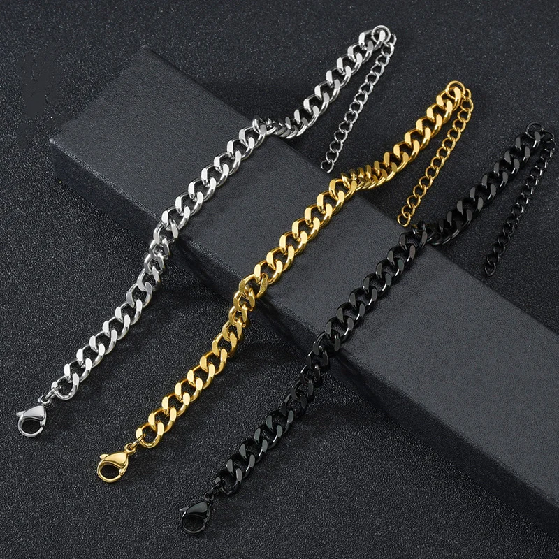 Polished Stainless Steel Bracelet For Men Women Hip Hop Trend 18k Gold Steel Titanium Punk Casual Curb Cuban Link Chain Bracelet 
Polished Stainless Steel Bracelet For Men Women Hip Hop Trend 18k Gold Steel Titanium Punk Casual Curb Cuban Link Chain Bracelet