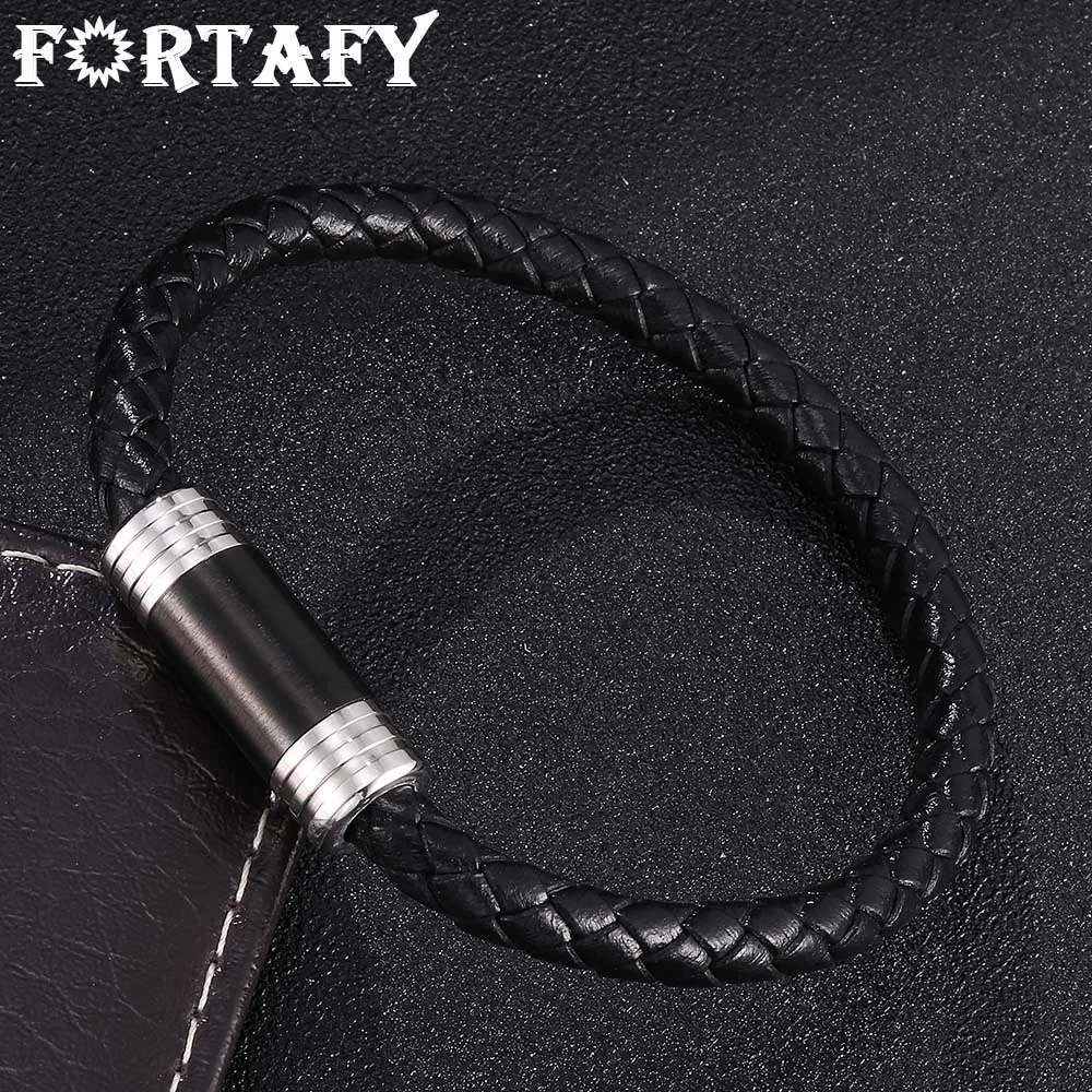 FORTAFY Leather Wristband Jewelry Punk Black Brown Braided Leather Bracelet S.Steel Magnetic Clasp Retro Bracelets Male FR0410
FORTAFY Leather Wristband Jewelry Punk Black Brown Braided Leather Bracelet S.Steel Magnetic Clasp Retro Bracelets Male FR0410