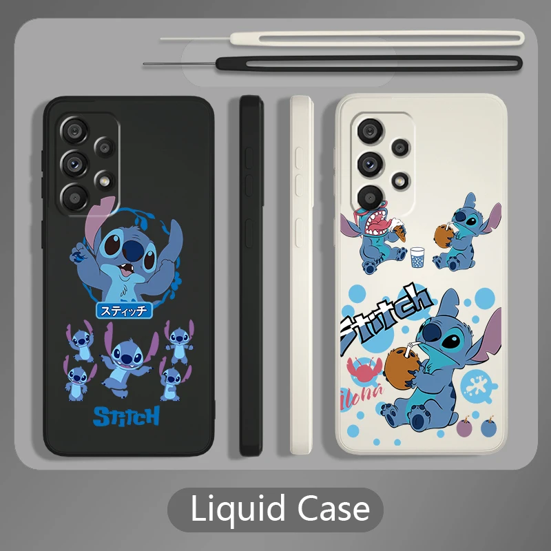 

Liquid Rope Phone Case For Samsung A73 A53 A33 A52 A32 A23 A22 A71 A51 A21S A03S A50 A30 5G Cute Baby Lilo Stitch Cover Shell
