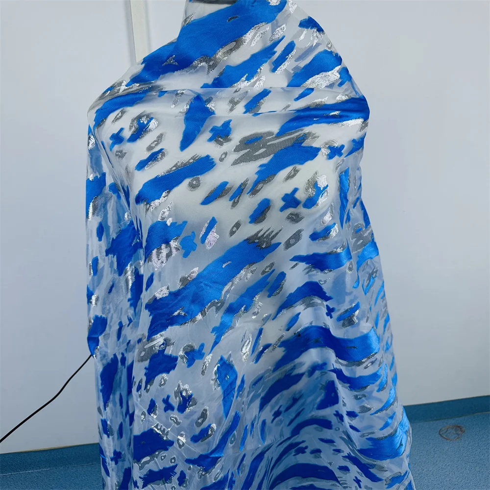 

Brocade Shimmer Mulberry Silk Metallic Jacquard Shiny Saree Scarf Fabric DIY Sewing Material