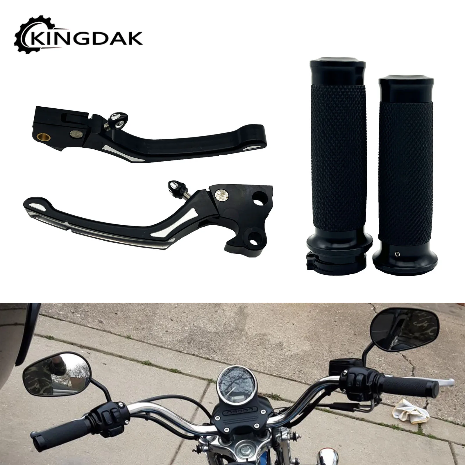 Motorcycle Black CNC Adjustable Brake Clutch Levers With 1"25mm Handle Bar Hand Grips For Harley Sportster XL48 883 1200 2004-13
Motorcycle Black CNC Adjustable Brake Clutch Levers With 1"25mm Handle Bar Hand Grips For Harley Sportster XL48 883 1200 2004-13
