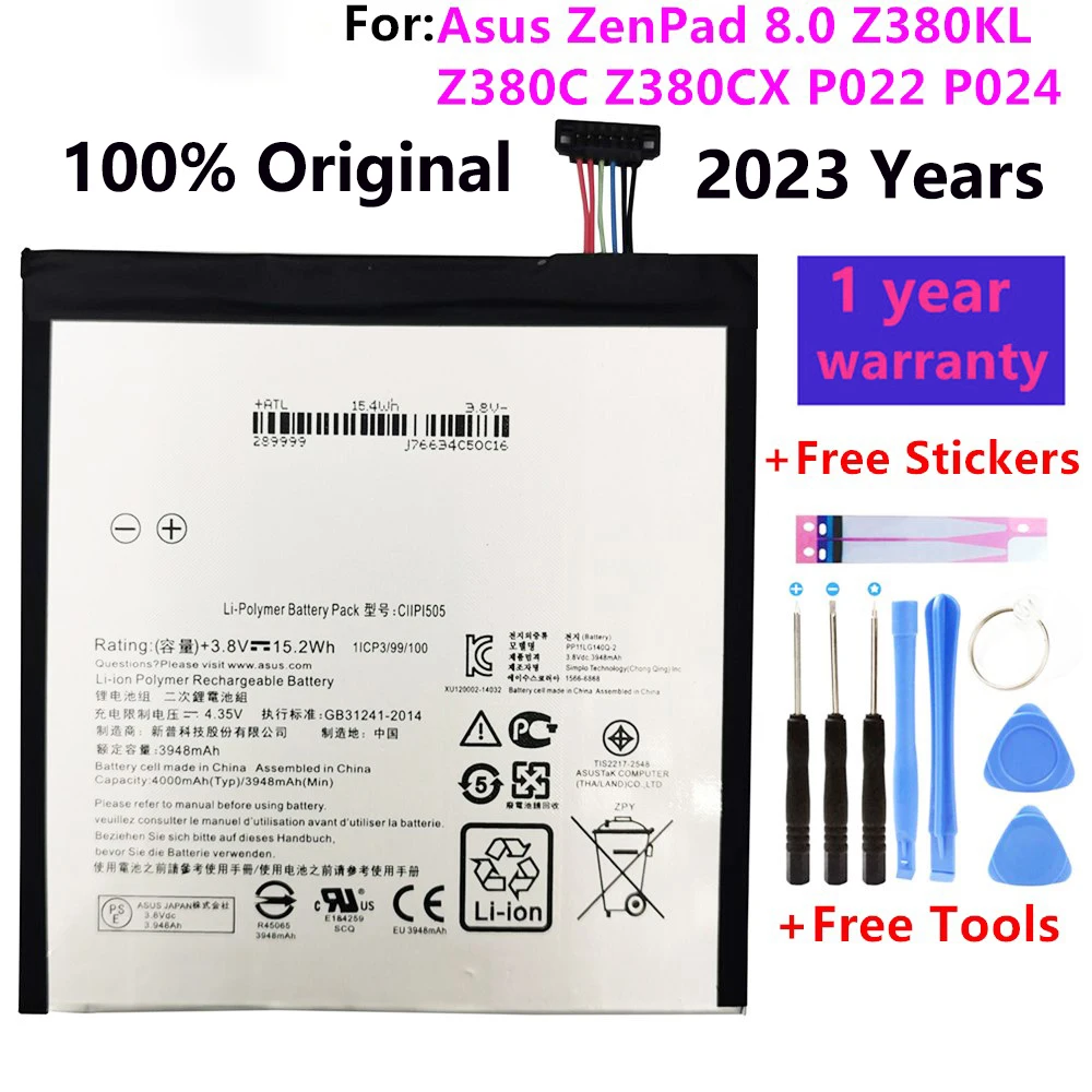 100% Original C11P1505 Tablet PC Battery For Asus ZenPad 8.0 Z380KL Z380C Z380CX P022 P024 4000mAh Batteries Bateria+Free Tools
100% Original C11P1505 Tablet PC Battery For Asus ZenPad 8.0 Z380KL Z380C Z380CX P022 P024 4000mAh Batteries Bateria+Free Tools