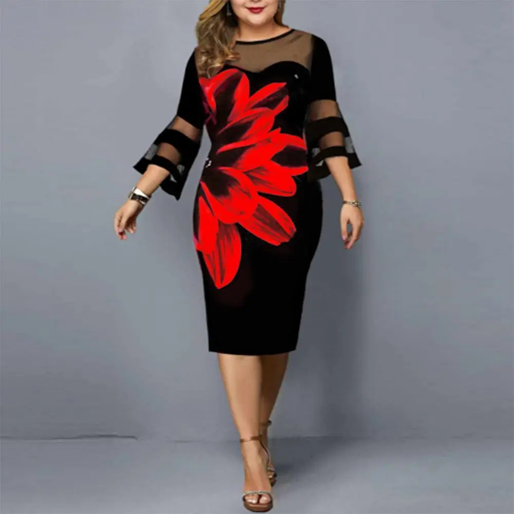 O Neck 3/4 Sleeve Floral Print Bodycon Dress Women Dress Streetwear Floral Print Mesh Patchwork Bodycon Dress for Club 
O Neck 3/4 Sleeve Floral Print Bodycon Dress Women Dress Streetwear Floral Print Mesh Patchwork Bodycon Dress for Club