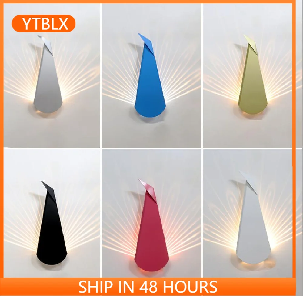 

Modern Home Led Wall Lamp Creative Iron Art Dining Room Bedroom Bedside Wall Sconce Stairs Peacock Loft Bathroom Light Fixtures