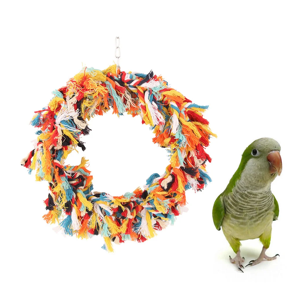 

Parrot Swing Bird Toys Toy Hanging Rope Bite Chewing Swings Chew Perch Hammock Parakeet Cage Ornament Wreath Budgie Bar Ladders