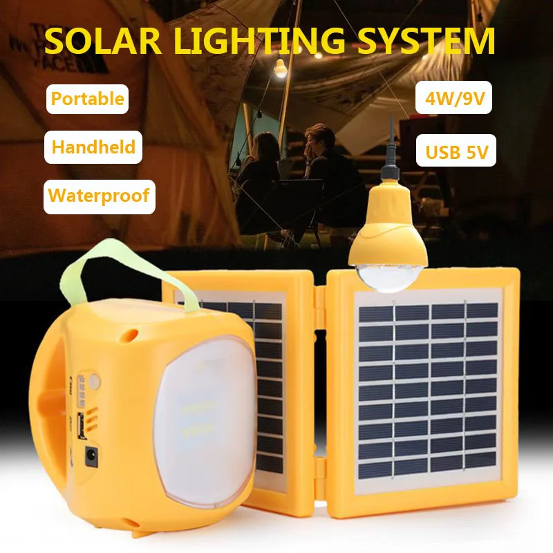 Solar 9V LED Camping Lighting System USB Rechargeable Lamp with Bulb Portable For Outdoor Tent Lanterns Outage Emergency Lights
Solar 9V LED Camping Lighting System USB Rechargeable Lamp with Bulb Portable For Outdoor Tent Lanterns Outage Emergency Lights