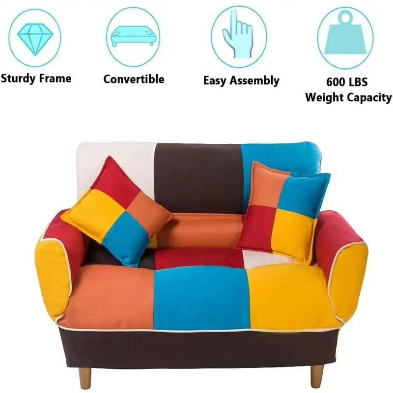 Futon Sofa Bed with 2 Pillows, Loveseat Sleeper Sofa Futon Couch, Recliner Couch with Adjustable Armrest and Wood Legs, Living R
Futon Sofa Bed with 2 Pillows, Loveseat Sleeper Sofa Futon Couch, Recliner Couch with Adjustable Armrest and Wood Legs, Living R